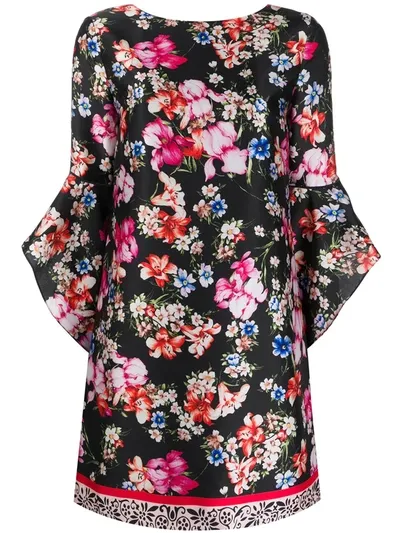 Liu •jo Floral Printed Shift Dress In Black