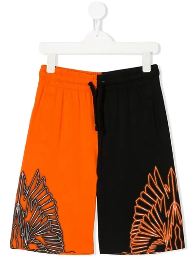 Marcelo Burlon County Of Milan Kids' Wing-print Contrast Shorts In Black