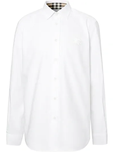 Burberry Equestrian Knight Device Embroidered Shirt In White