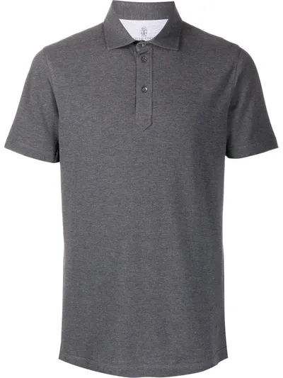 Brunello Cucinelli Short Sleeved Polo Shirt In Grey