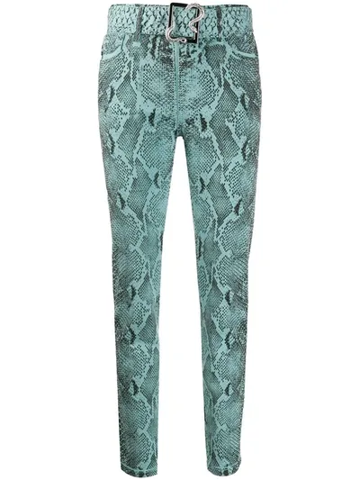 Just Cavalli Snakeskin Print Skinny Jeans In Blue