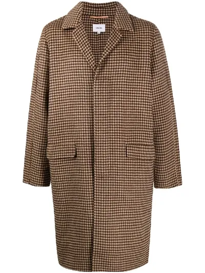 Nanushka Malick Houndstooth Coat In Brown