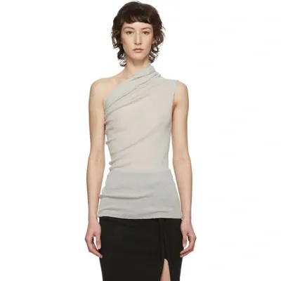 Rick Owens Rib Knit Asymmetric Top In 08 Pearl