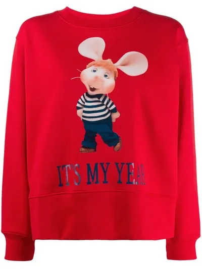 Alberta Ferretti Topo Gigio Print Sweatshirt In Red