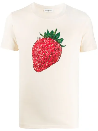 Lanvin Graphic-print Cotton-jersey T-shirt In Pale Beige/red/green