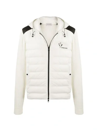 Moncler Padded Front Waffle-knit Jacket In White