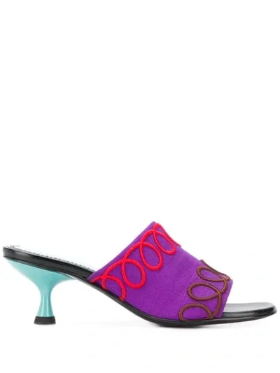 Nicole Saldaã±a Embroidered Mules In Purple