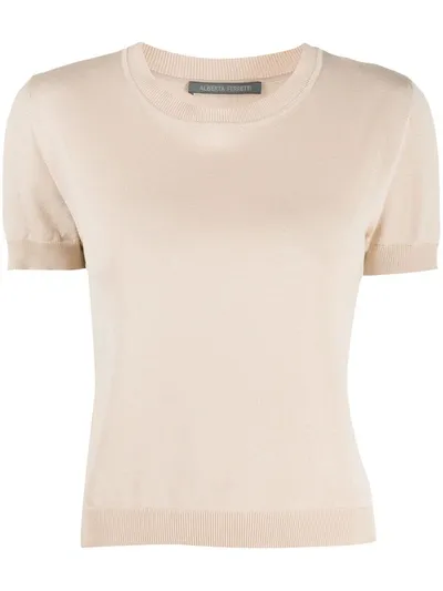 Alberta Ferretti Fine Knit Top In Neutrals