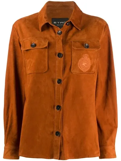 Etro Suede Shirt-jacket In Brown