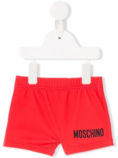 Moschino Babies' Fitted Teddy Bear Swimming Shorts In Rossa