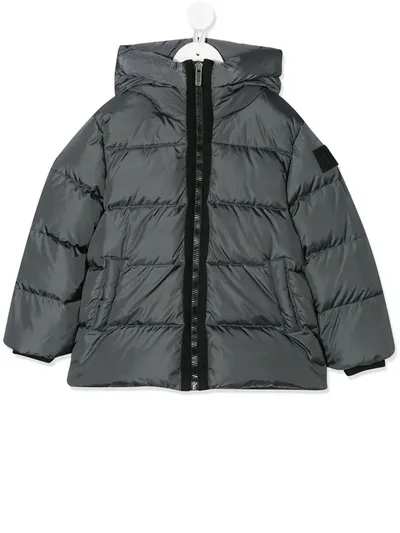 Il Gufo Kids' Hooded Padded Jacket In Grey