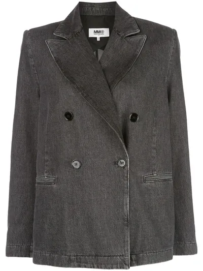 Mm6 Maison Margiela Double-breasted Denim Blazer In Grey