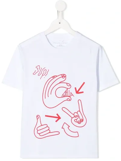 Stella Mccartney Kids' Hand Signals Print T-shirt In White