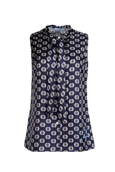 Prada Printed Sleeveless Blouse In Multi