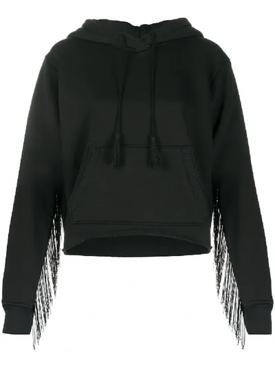 Amiri Fringed Cotton-terry Hoodie In Black