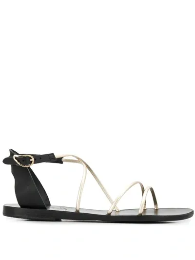 Ancient Greek Sandals Meloivia Metallic Leather Sandals In Black