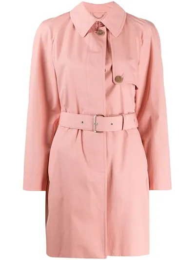 Ferragamo Cotton Gabardine Trench Coat In Pink