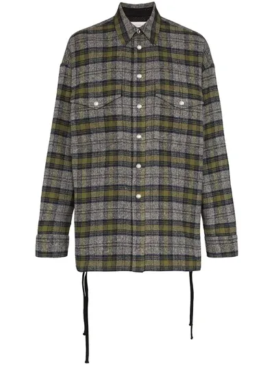 Faith Connexion Checked Cotton-blend Overshirt In Black