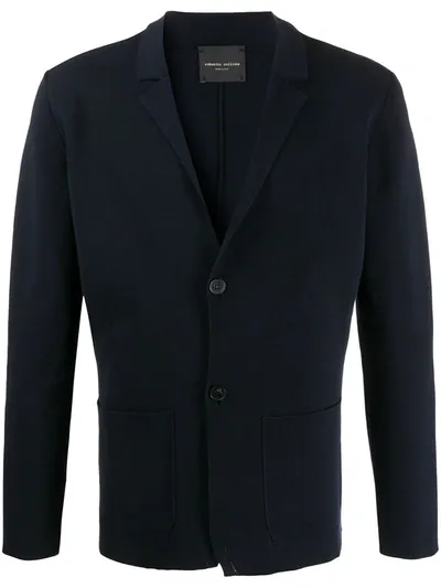 Roberto Collina Knitted Blazer In Blue