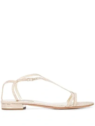 Casadei Open Toe Side Buckle Sandals In Gold