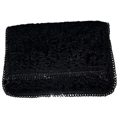 Pre-owned Stella Mccartney Falabella Cloth Clutch Bag In Black