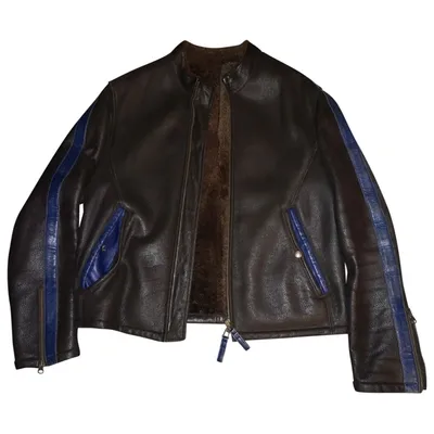 Pre-owned Emporio Armani Leather Jacket In Brown