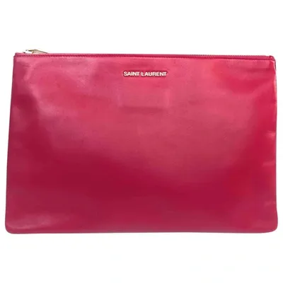 Pre-owned Saint Laurent Leather Clutch Bag In Pink