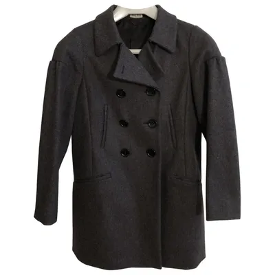 Pre-owned Miu Miu Wool Coat In Grey