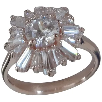 Pre-owned Swarovski Pink Gold Ring In White