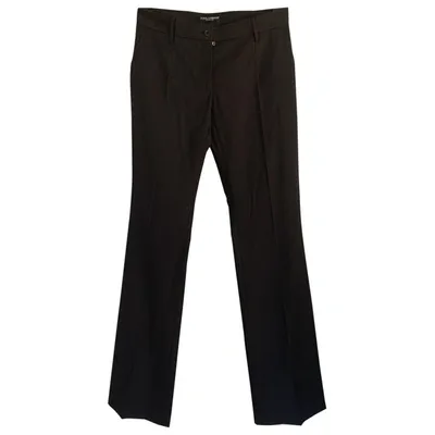 Pre-owned Dolce & Gabbana Wool Straight Pants In Grey