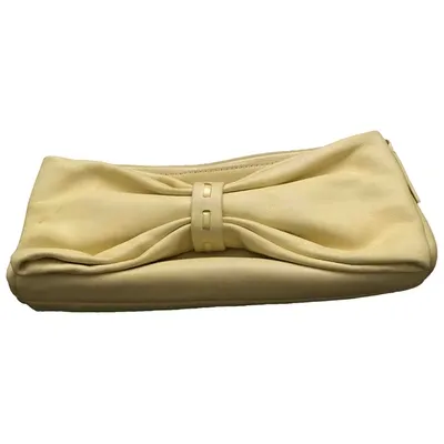 Pre-owned Furla Leather Clutch Bag In Yellow