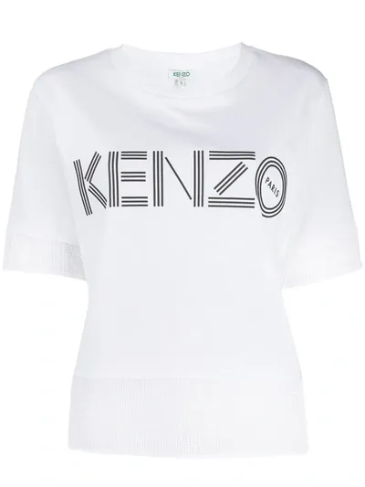 Kenzo Mesh-insert Logo T-shirt In White