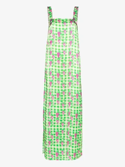 Helmstedt Checked And Floral-print Maxi Dress In Green