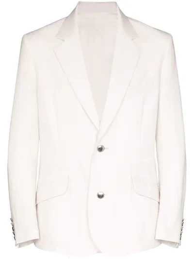 Sulvam Back Stitch Detail Linen Blazer In White