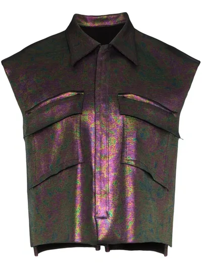 Sulvam Autora Iridescent Sleeveless Jacket In Purple