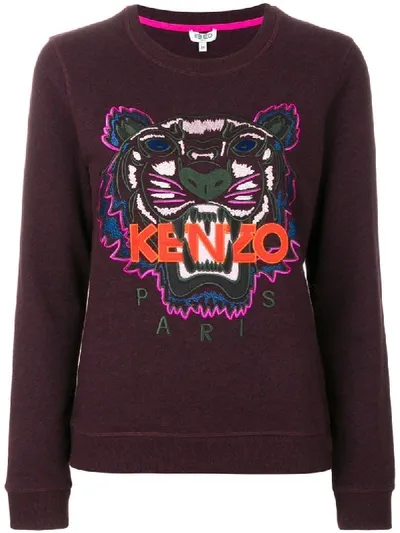 Kenzo Embroidered Cotton Sweatshirt In Prune|arancio