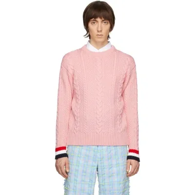 Thom Browne Classic Cable-knit Merino Wool Sweater In 680 Ltpink