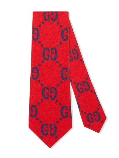 Gucci Kids' Children's Gg Wool Silk Tie In Red