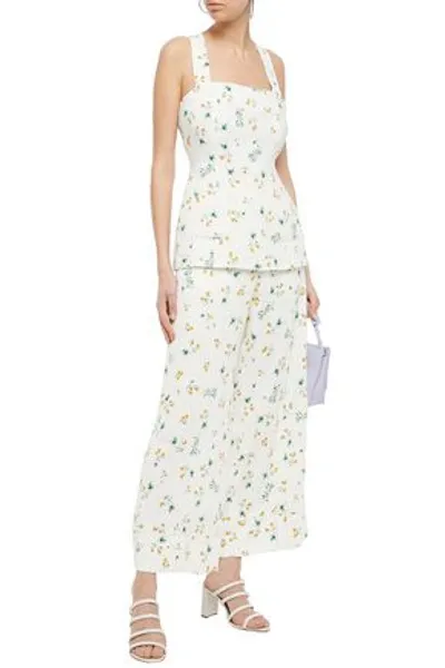 Racil Desert Floral-print Crepe Wide-leg Pants In White