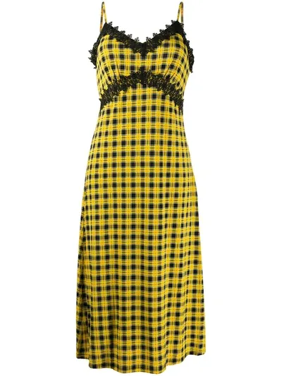 Michael Michael Kors Black And Yellow Slip Dress In Black/bright Dandelion