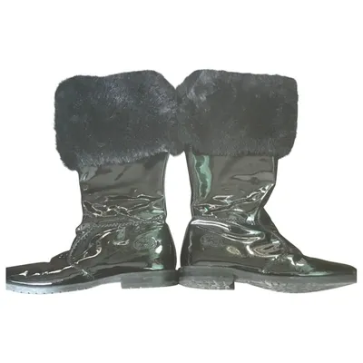 Pre-owned Escada Leather Boots In Black