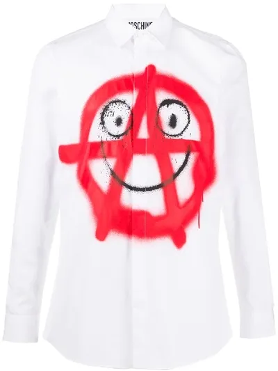 Moschino Spray Print Poplin Shirt In White