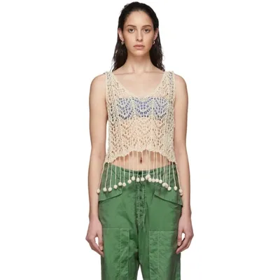 Jil Sander Off-white Crochet Tank Top In 278 Jasmin