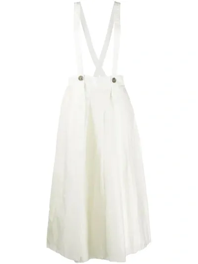 Song For The Mute Culottes With Suspenders In White