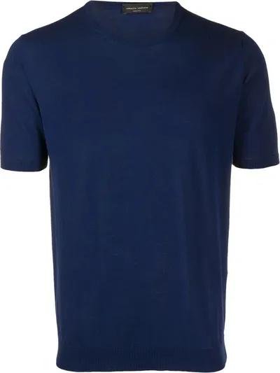 Roberto Collina Knitted Slim Fit T-shirt In Blue