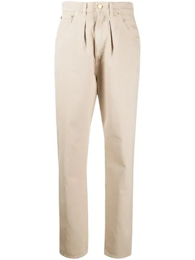 Alberta Ferretti High-waisted Tapered Trousers In Neutrals