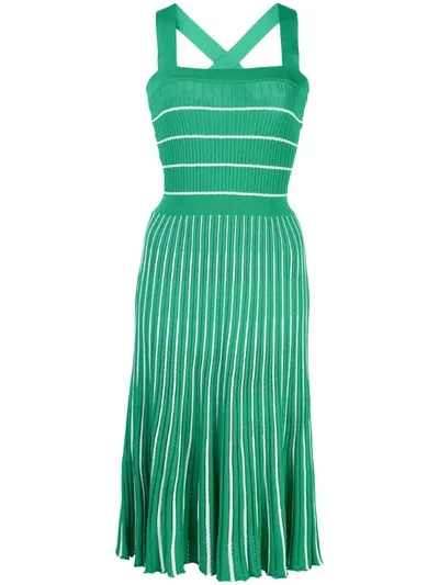 Alexis Bess Striped Sleeveless Long Dress In Green White