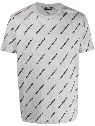 Karl Lagerfeld Logo-print Cotton T-shirt In Grey