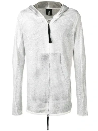 Thom Krom Zipped Distressed Hoodie In Grey