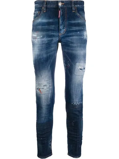 Dsquared2 Acid Wash Jeans In Blue